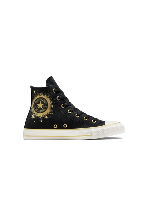 Boy's Chuck Taylor All Star Shoes, Black/Gold/White, 5 Big Kid