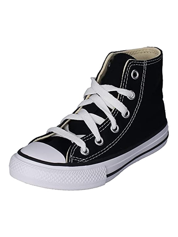 Chuck Taylor All Star High Top Sneaker, Black/White/Black, 2 Little Kid