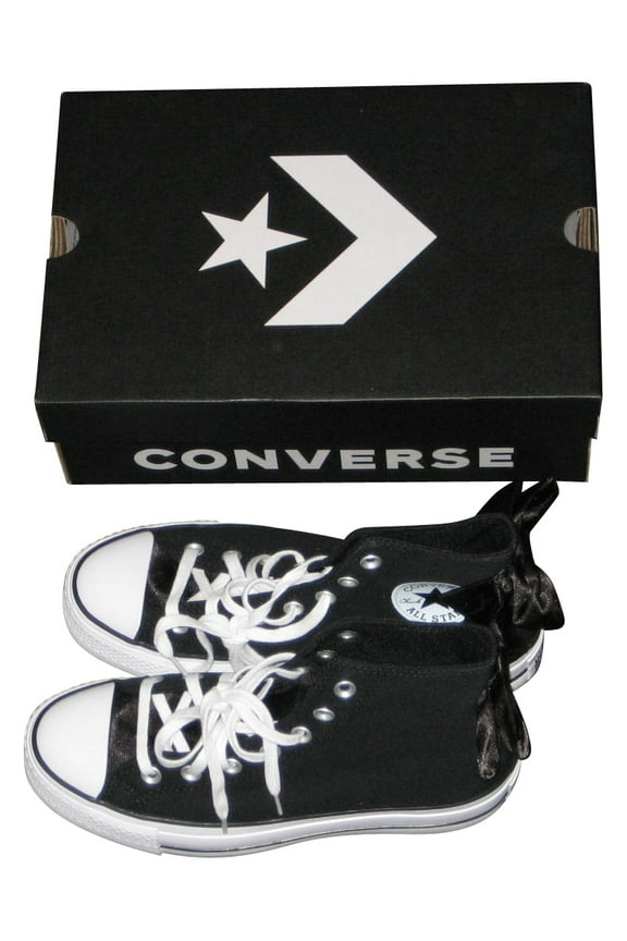 Chuck Taylor All Star Lift Platform Bows Satin Black & White Womens Shoes - (Size 7.5)
