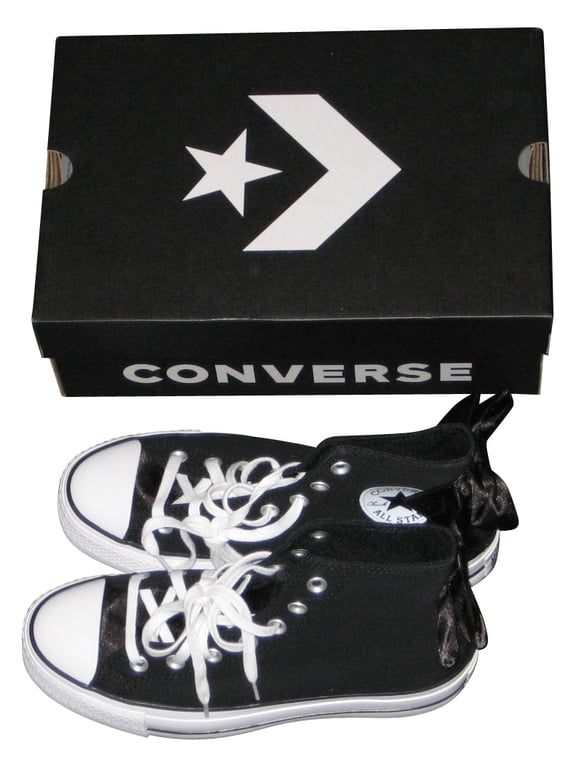 Chuck Taylor All Star Lift Platform Bows Satin Black & White Womens Shoes - (Size 7.5)