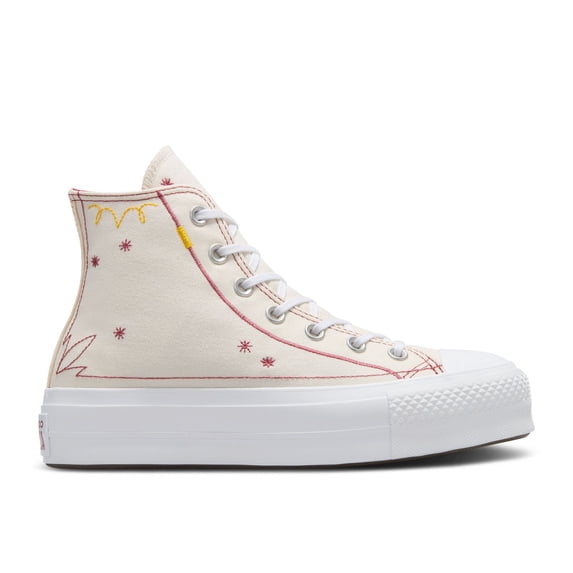 Converse Chuck Taylor All Star Lift Platform High WMNS Shoes, Egret/Astrodust/Yellow, Size 9