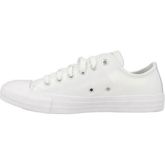 Converse Chuck Taylor All Star OX Kids' White Leather Shiny Sneakers 5.5