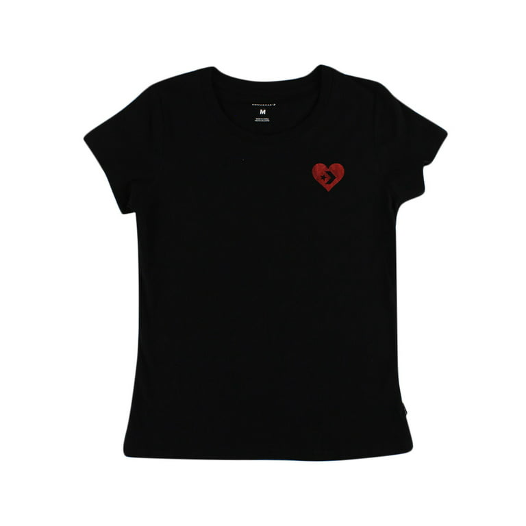 Converse Classic Love Logo Womens Active Shirts & Tees Size M, Color:  Black/Red