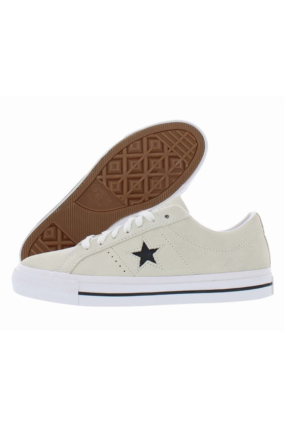 Cons One Star Pro Suede Unisex Shoes Size 11.5, Color: Egret/White/Black