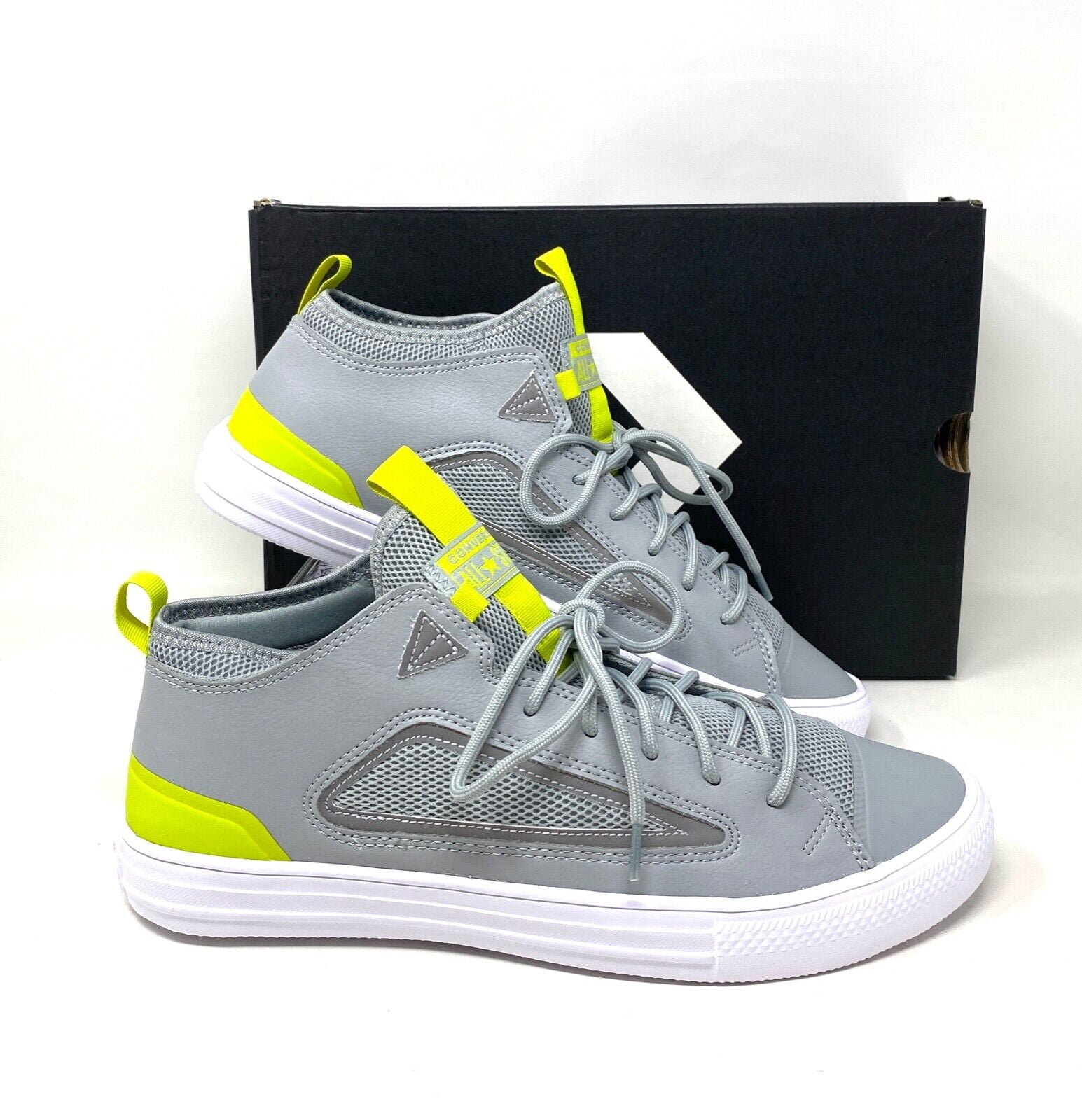 Converse Ctas Ultra OX All Star Mid Gray Lime Leather Converse Ctas Ultra OX All Star Mid Gray Lime Leather