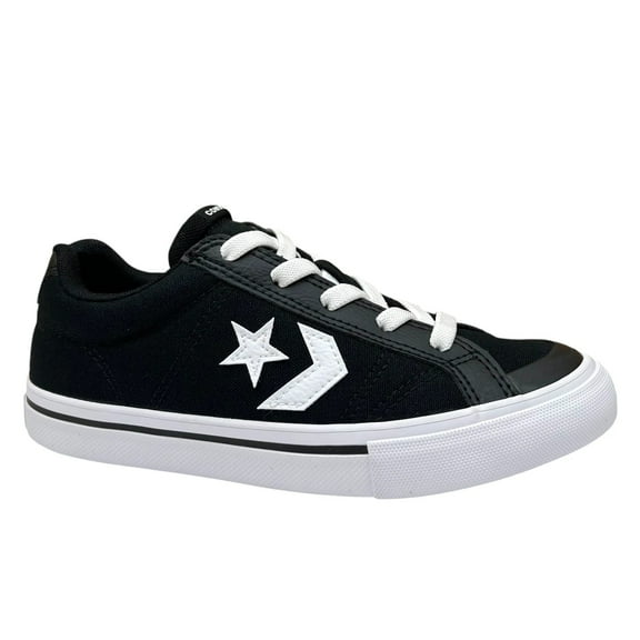Converse Youth Boys Slip-on Skate Sneaker Size 2 Black-White Canvas Casual Shoes