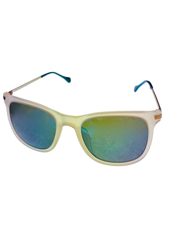 Frosted Clear Mens Sunglass Square Plastic, Flash Lens SCO 021 53881B