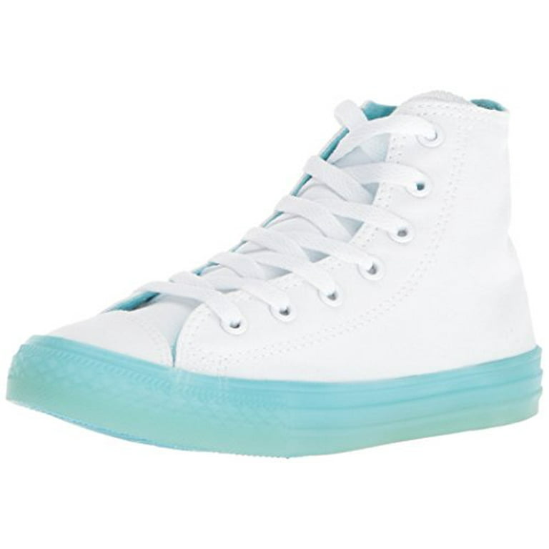 Converse Girls Chuck Taylor All Star Translucent Color Midsole High Top Sneaker White Bleached Aqua 13 M US Little Kid Walmart