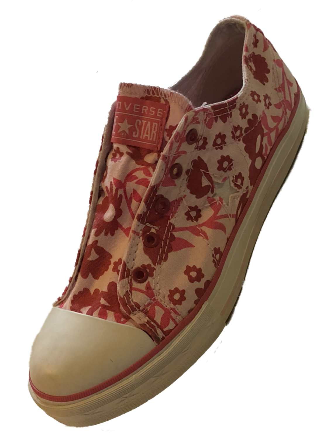 Converse Girls Pink Floral Canvas Laceless Tennis Shoes Sneakers 13.5