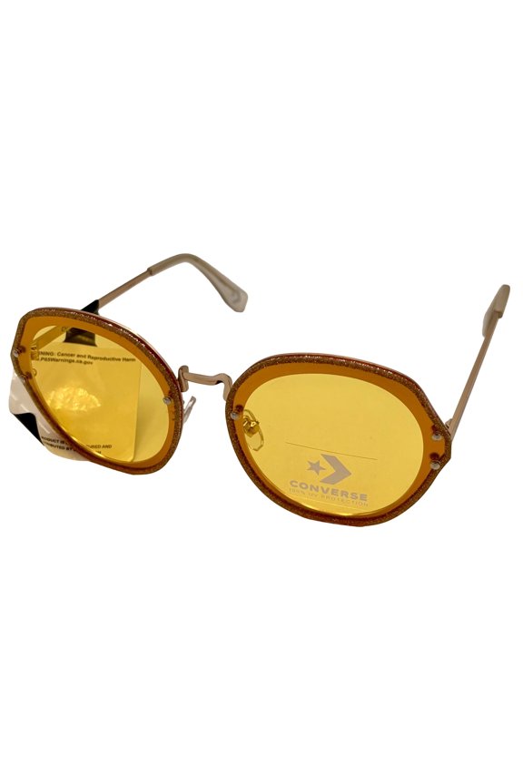 Gold Brown Womens Sunglass Round Metal, Brown Lens H103