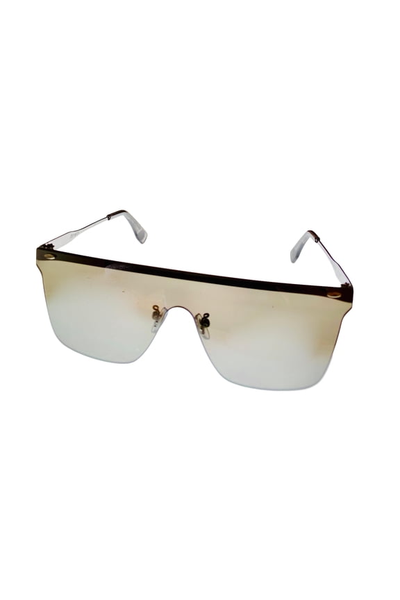 Gunmetal Mens Front Mount Flatt Metal Shield Sunglass Flash Lens H119