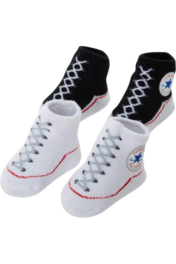 Infant Baby Booties 2 Pack (Black(LC /White, 0-6 Months)