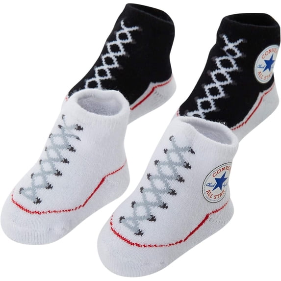 Converse Infant Baby Booties 2 Pack (Black(LC /White, 0-6 Months)