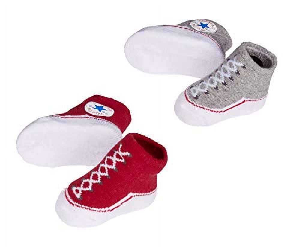 Converse Infant Fashion Sneakers, Round Toe Red and Gray, Size 0-6
