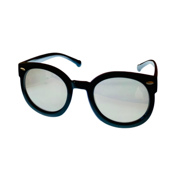 Converse Matte Black Mens Sunglass Round Plastic, Silver Flash Lens H084
