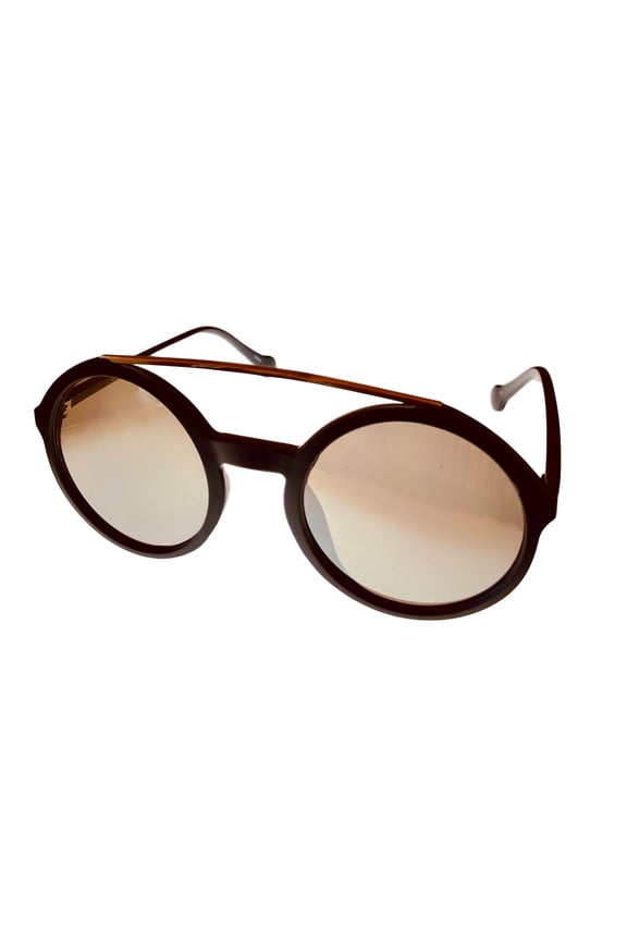 Matte Black Mens Sunglass Round Plastic, Silver Flash Lens H086