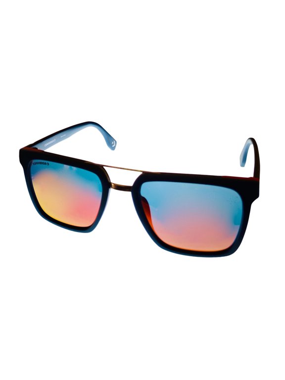 Matte Blue Mens Sunglass Square Plastic, Red Flash Lens SCO 047