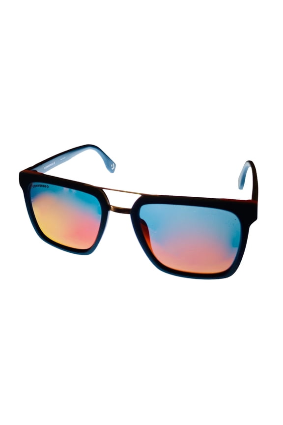Matte Blue Mens Sunglass Square Plastic, Red Flash Lens SCO 047