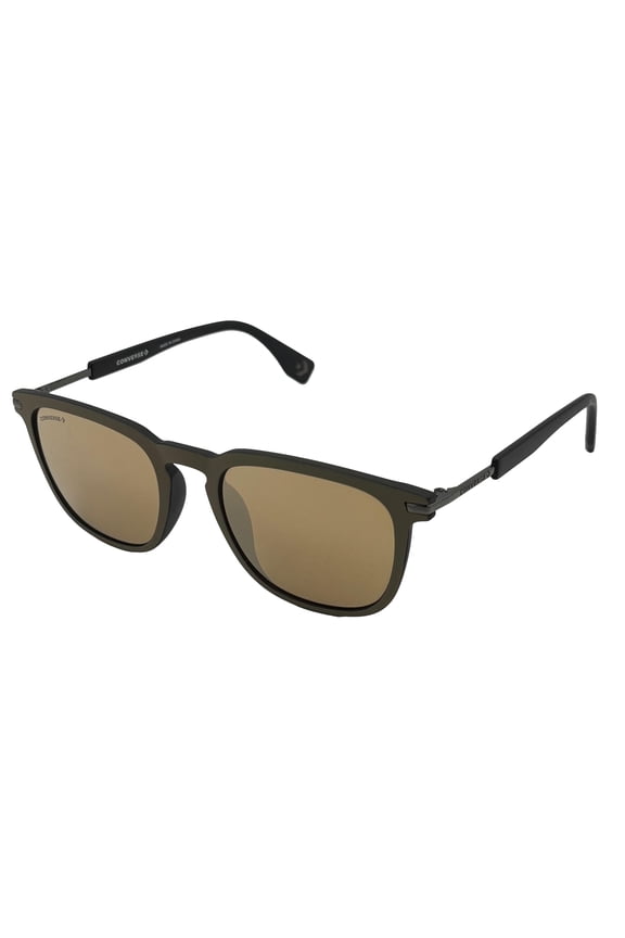 Converse Men's Matte Grey Square Plastic Flash Lens Sunglasses