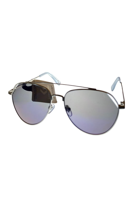 Men Silver Metal Aviator Sunglass Blue Flash Lens H092