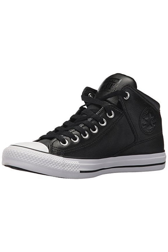 Men's Street Leather High Top Shoe, Black/Black/White, 6.5 M US