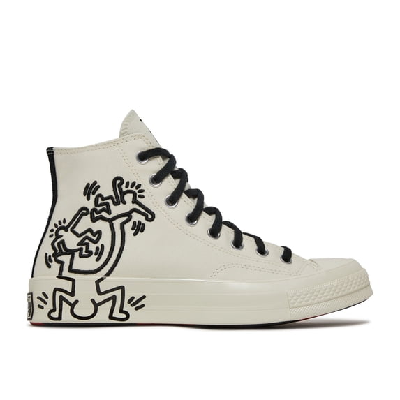 Converse Men's x Keith Haring Chuck 70 High Top Sneakers, Egret/Black/Red, Size 4