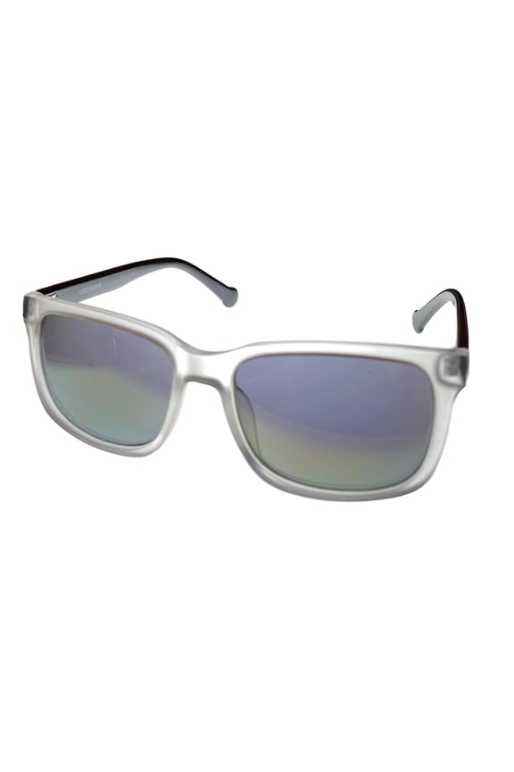 Mens Crystal Black Plastic Rectangle Sunglass, Brown Flash H062