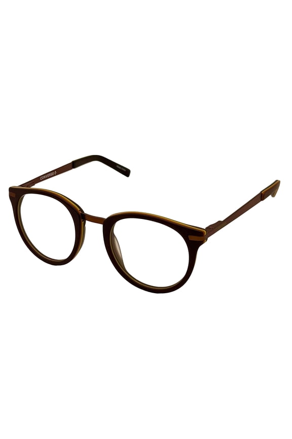 Mens Soft Plastic Round Eyeglass Frames, Model A218, Brown, 46mm, 1 Pair