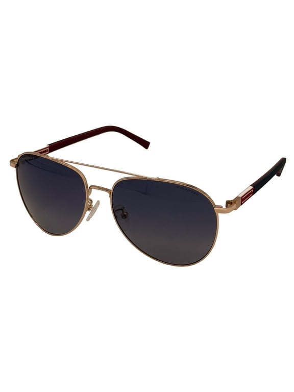 Mens Gold Blue Metal Aviator Sunglass Blue Polarized Lens SCO 199 300P