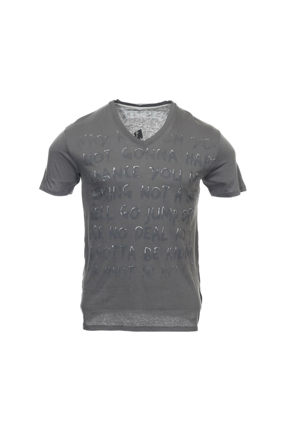 Mens Gray Not Going To Happen Graphic V-Neck T-Shirt (Large, Gray)
