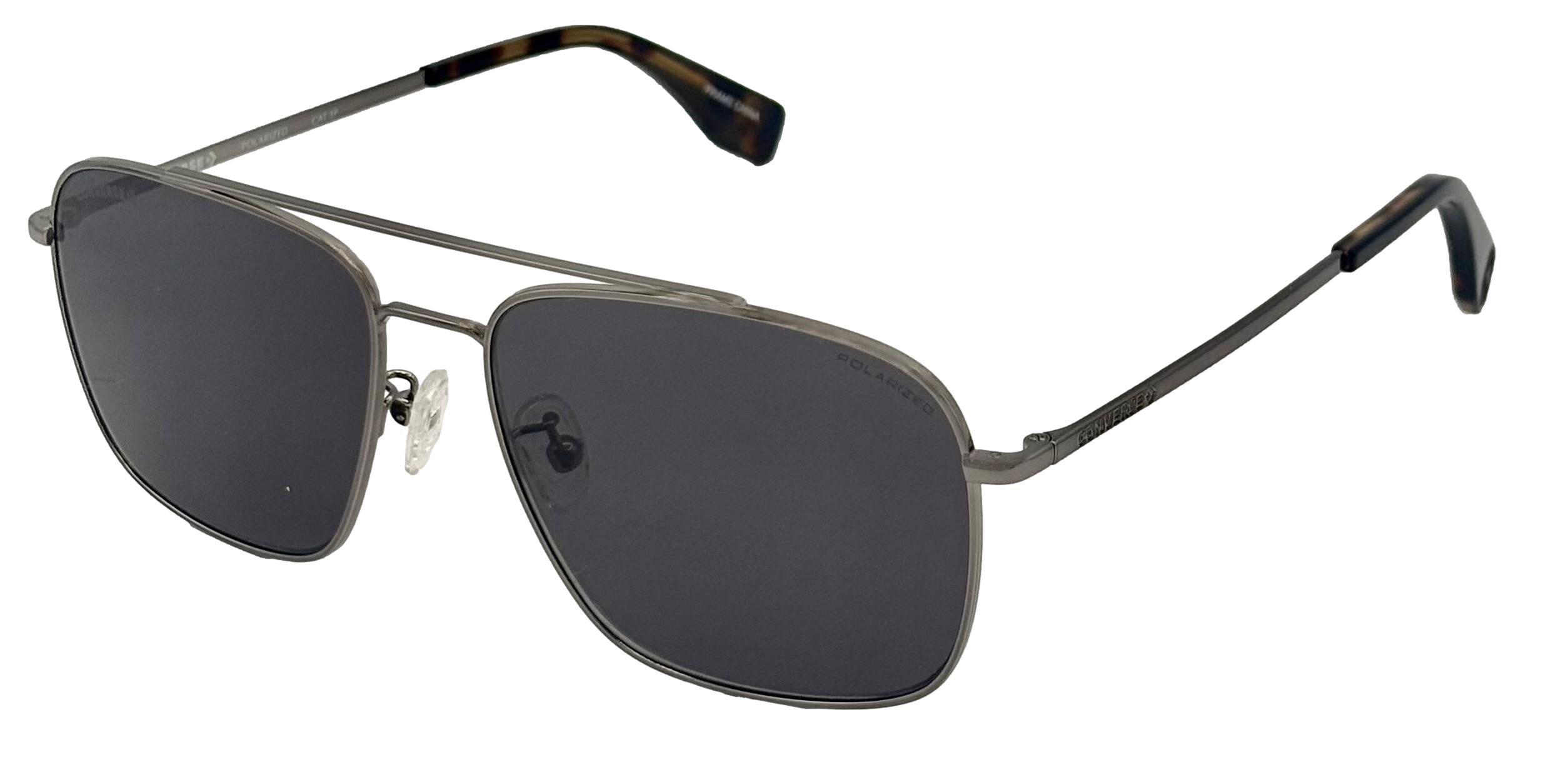 Converse Mens Rectangle Silver Aviator Sunglass Smoke Polarized Lens SCO 190