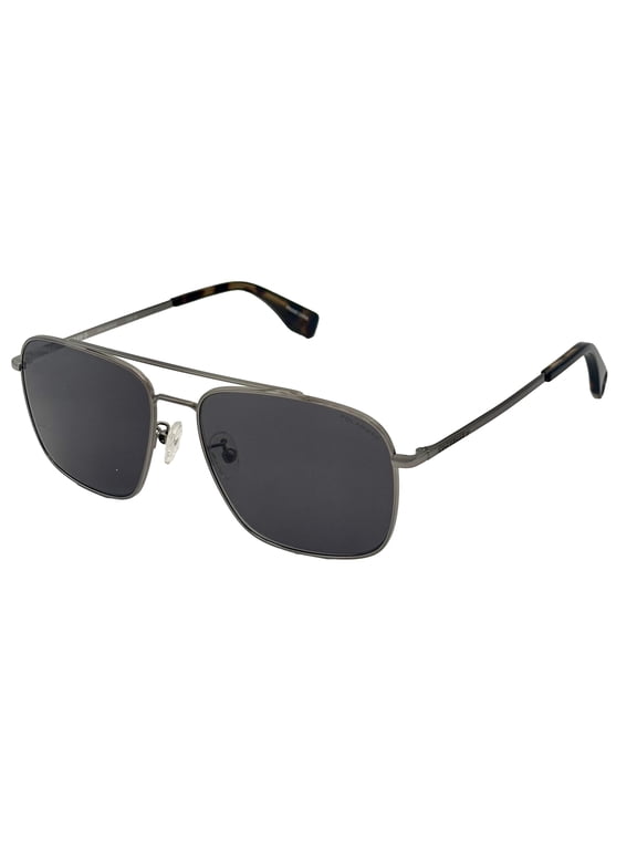 Mens Rectangle Silver Aviator Sunglass Smoke Polarized Lens SCO 190