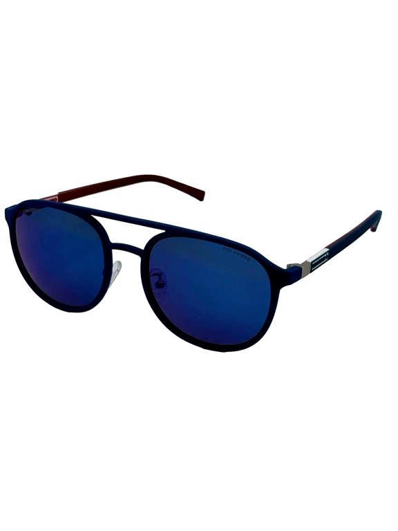 Polarize Flash Lens Men's Round Plastic Sunglasses, Blue