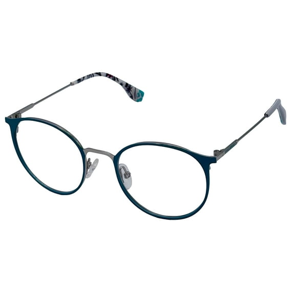 Mens Soft Round Metal Teal Silver. Eyewear Frame Q205 50mm