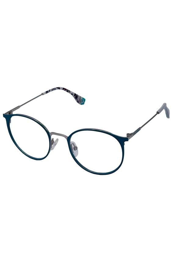 Mens Soft Round Metal Teal Silver. Eyewear Frame Q205 50mm