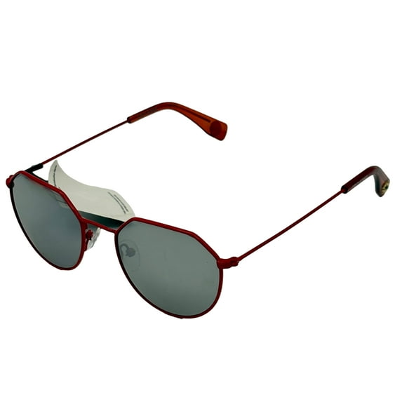 Converse Mens Soft Round Red Metal Sunglass, Silver Flash Lens H117