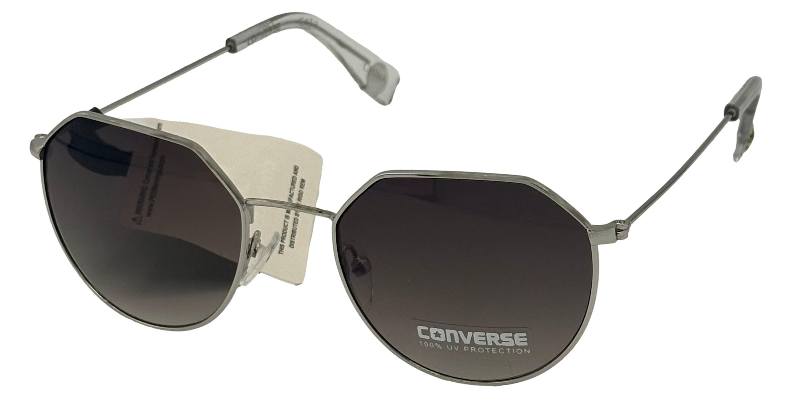 Converse Mens Soft Round Silver Metal Sunglass, Smoke Gradient Lens H117