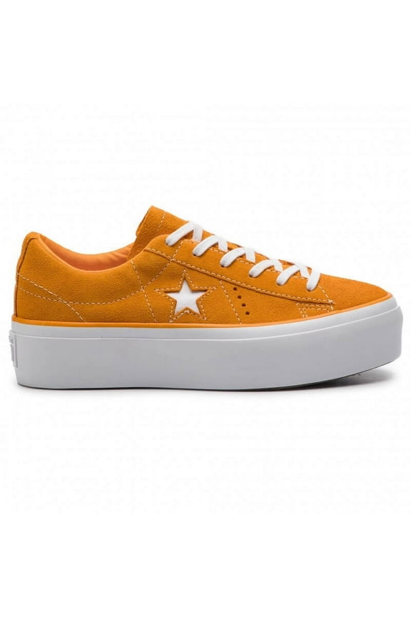 One Star Platform OX Ladies Bright Orange Suede Sneakers 5