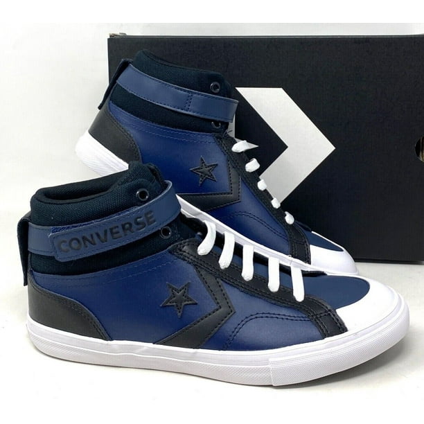 Blue leather high top converse online