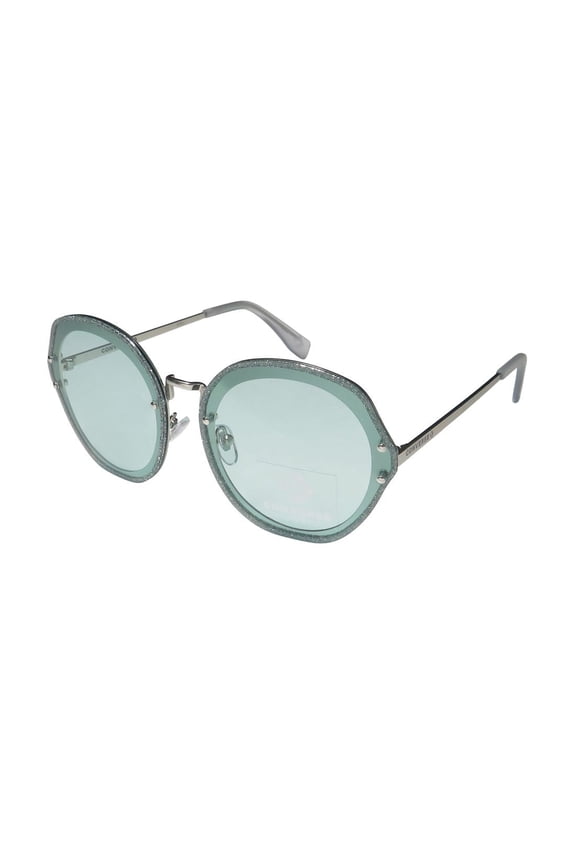 Silver Womens Sunglass Round Metal, Light Green Lens H103