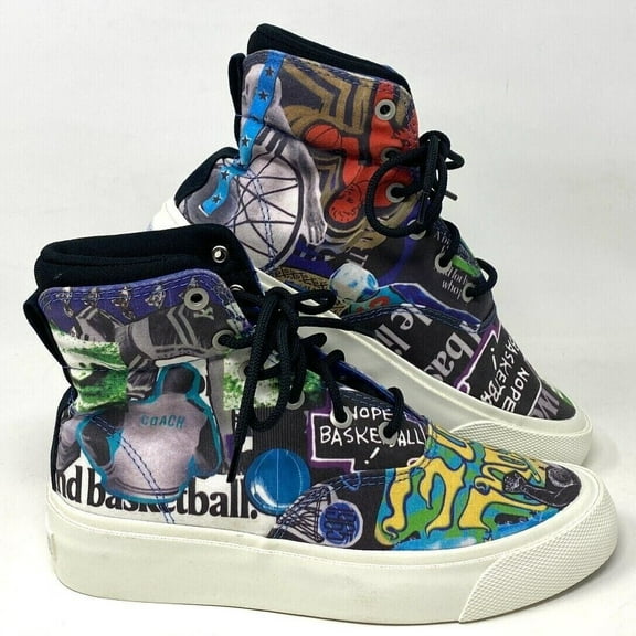 Converse Skid Grip Shoes High Top Black Blue Yellow White Canvas 170681C