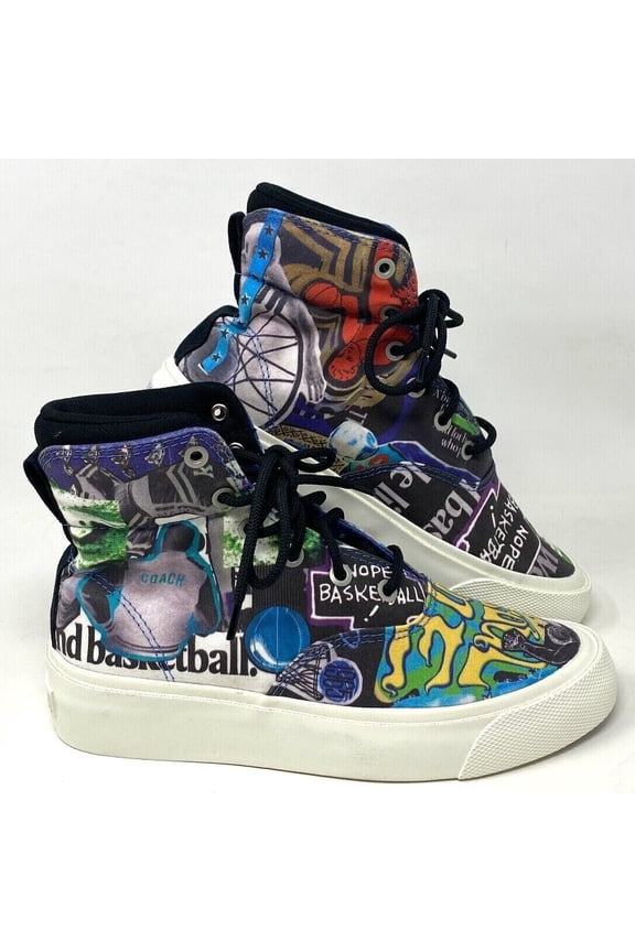 Skid Grip Shoes High Top Black Blue Yellow White Canvas 170681C