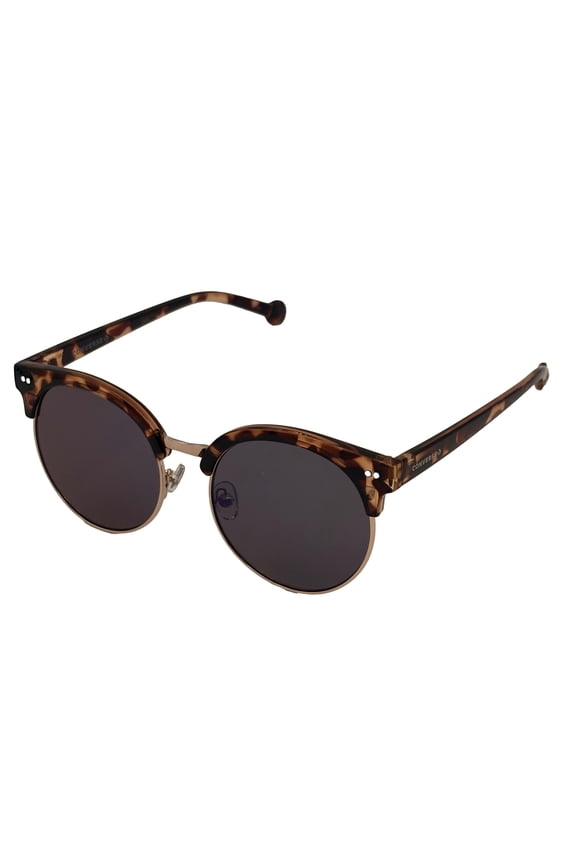 Tortoise Mens Sunglass Soft Round Plastic, Blue Mirror Lens H083