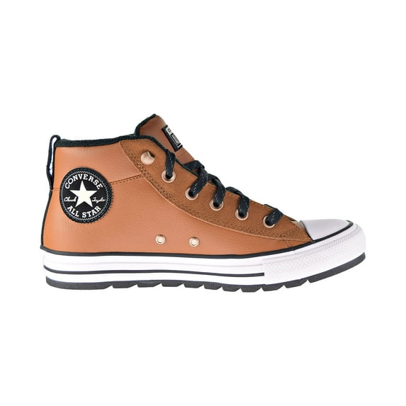 Converse Unisex-Adult Chuck Taylor All Star Leather Street Mid Top Sneaker 9 Warm Tan/White/Black