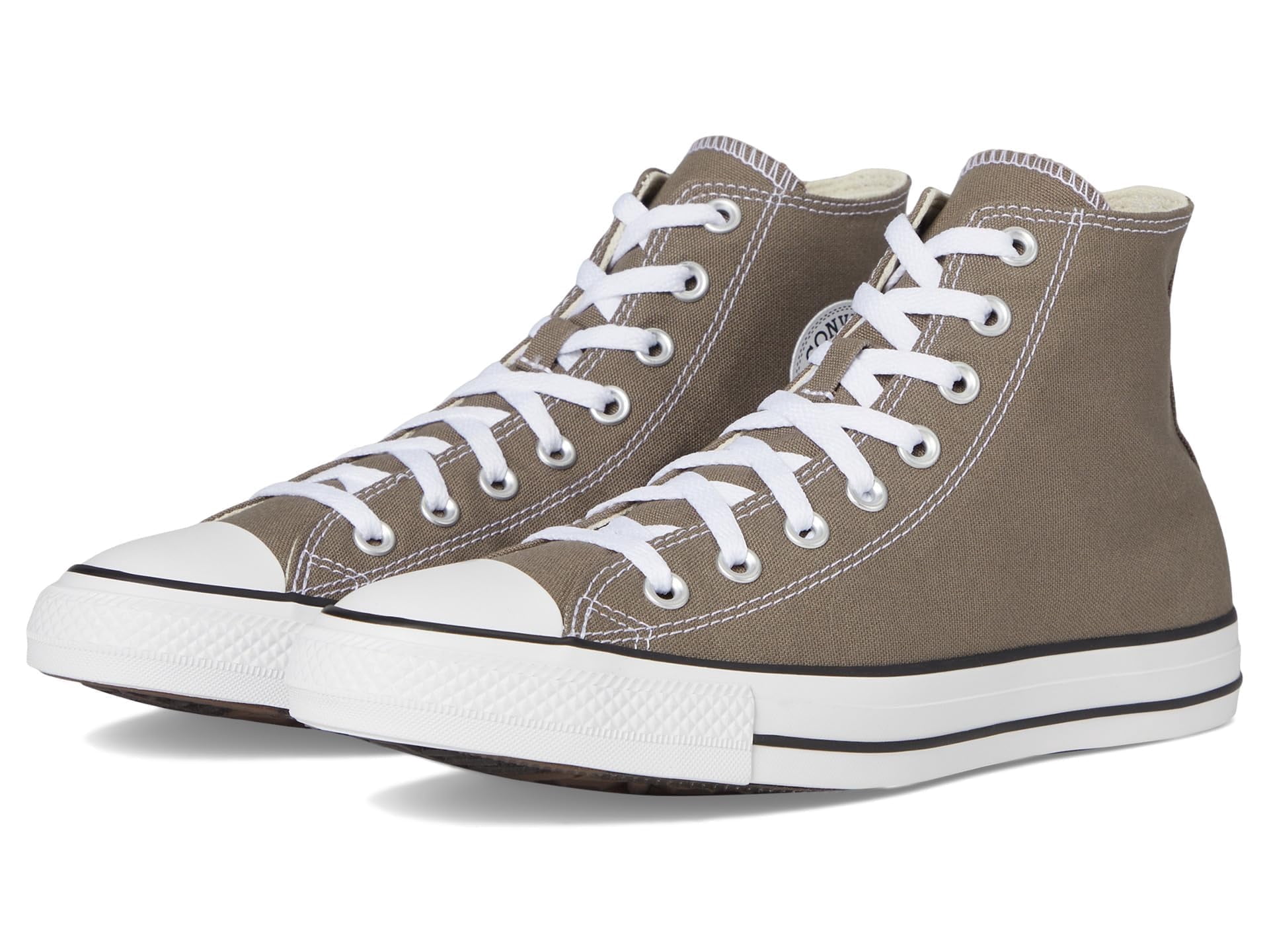 Converse High Top Sneakers - Taupe Canvas with Off-White Accents High-Top Taupe Sneakers in Premium Leather with Luxe  main image 2