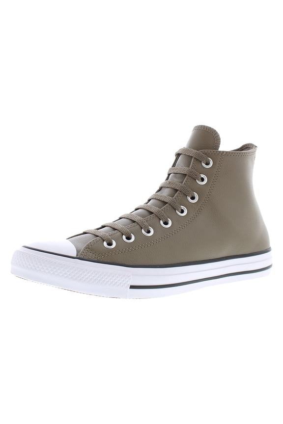Unisex Chuck Taylor All Star Leather High Top Sneaker, Classic Taupe/Dark Matter, 12 US Men