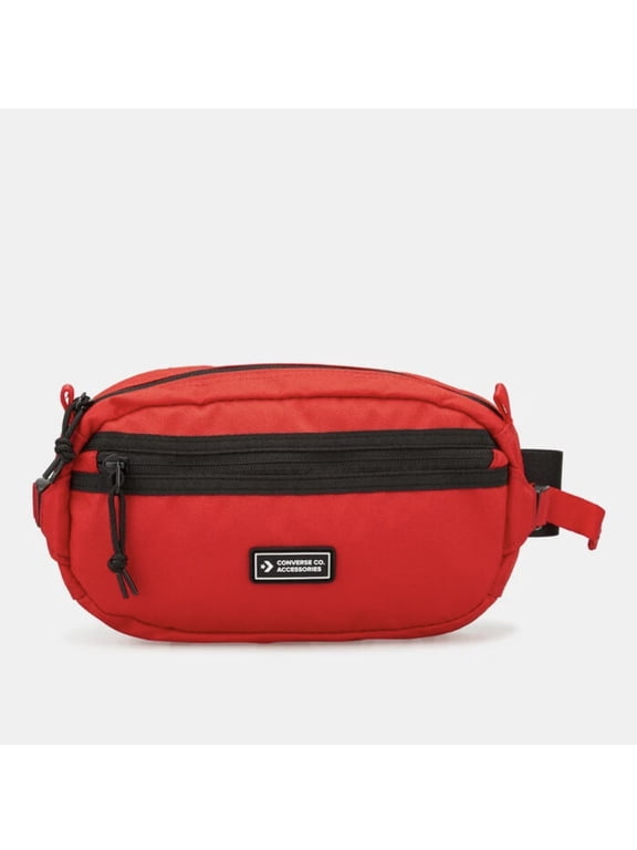 Unisex Sling Pack Red Black Zip Pockets