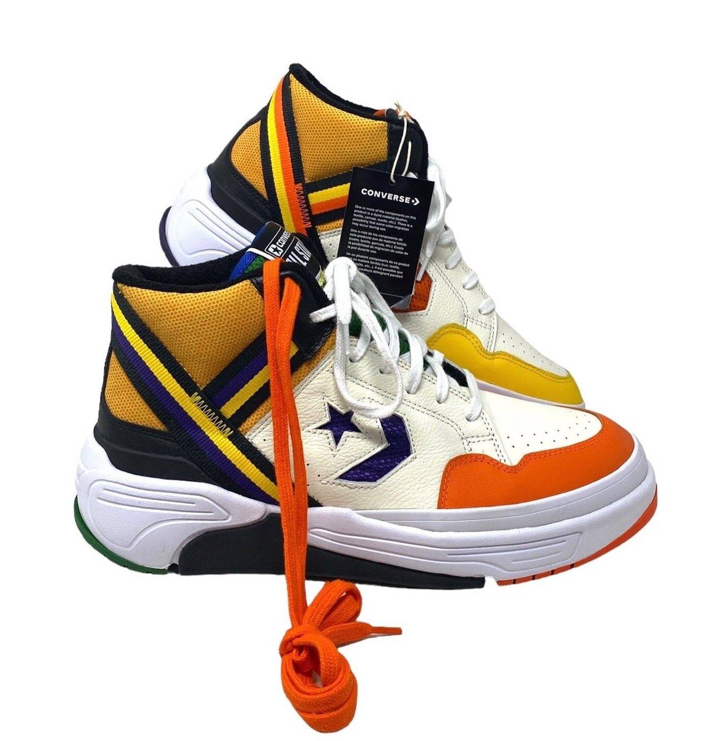 Orange leather converse deals