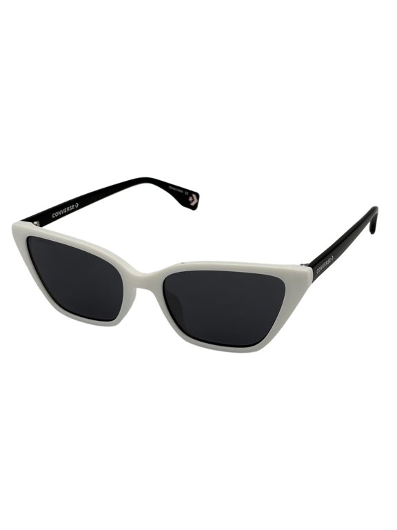 White Womens Sunglass Plastic Cateye , Light Smoke Lens SCO 197