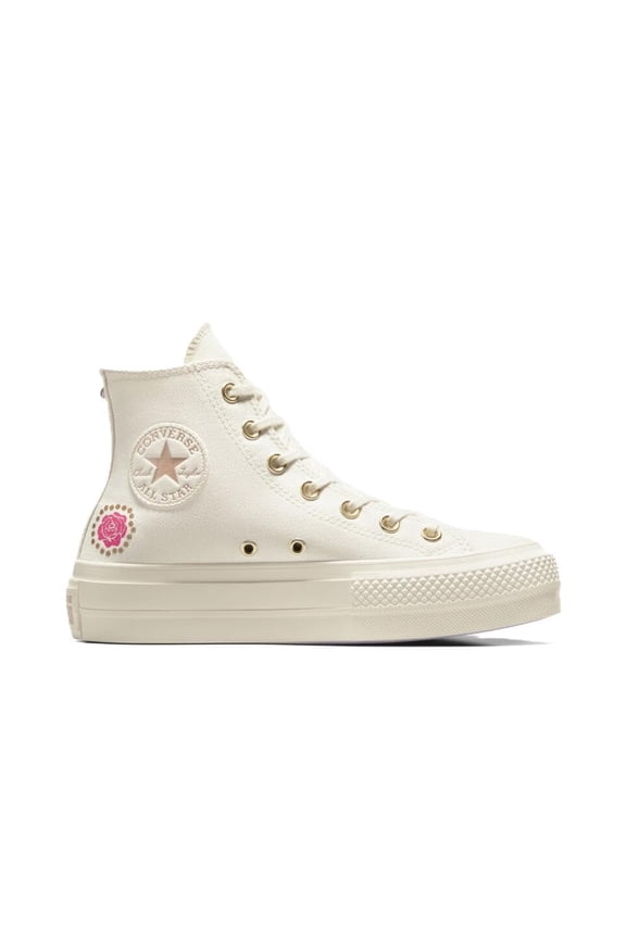 Women's Chuck Taylor All Star Lift Platform Shine Pop, Egret/Light Gold/Vapor Violet, 7.5